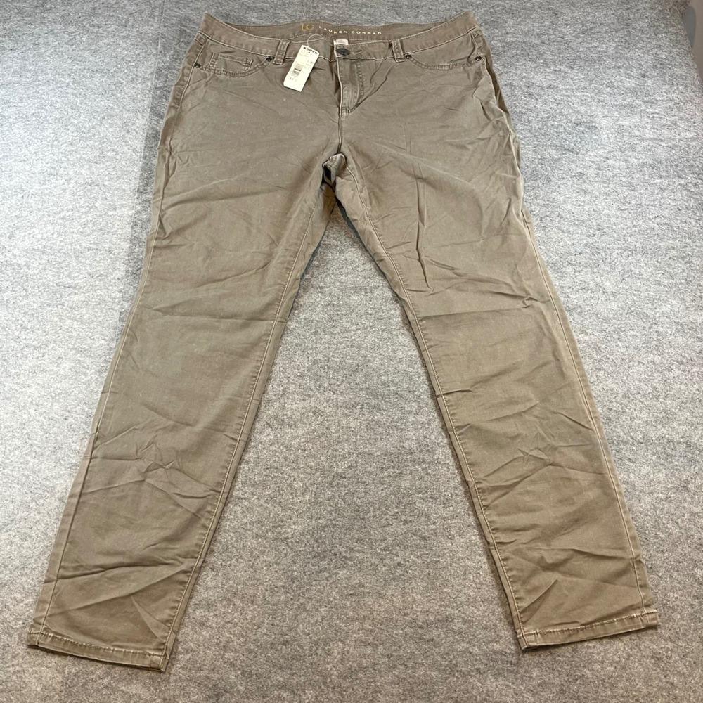 LC Lauren Conrad Womens Skinny Pants Brown Khaki Casual Workwear Size 16‎ NWT